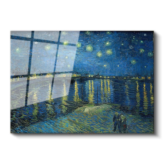 Vincent van Gogh - Rhône Üzerinde Yıldızlı Gece Cam Tablo