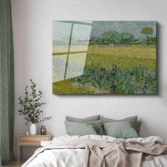 Vincent van Gogh - Süsenli Buğday Tarlası Cam Tablo