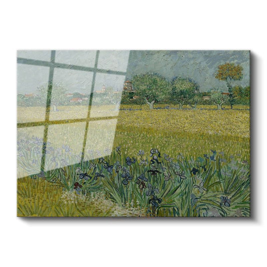 Vincent van Gogh - Süsenli Buğday Tarlası Cam Tablo