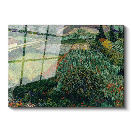 Vincent van Gogh - Haşhaşlı Tarla Manzarası Cam Tablo