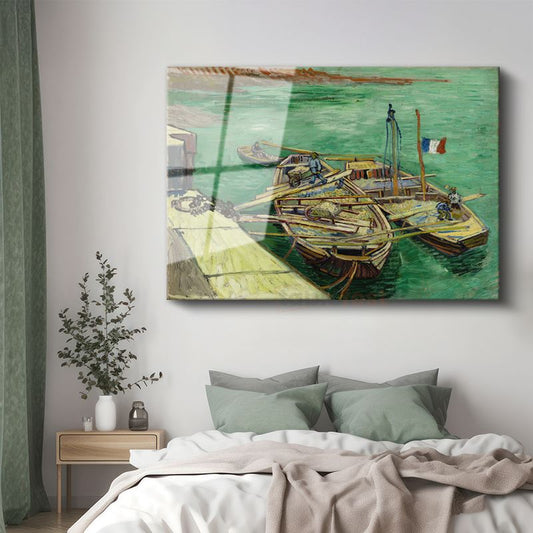Vincent van Gogh - Rhône Nehri Üzerinde Tekneler Cam Tablo
