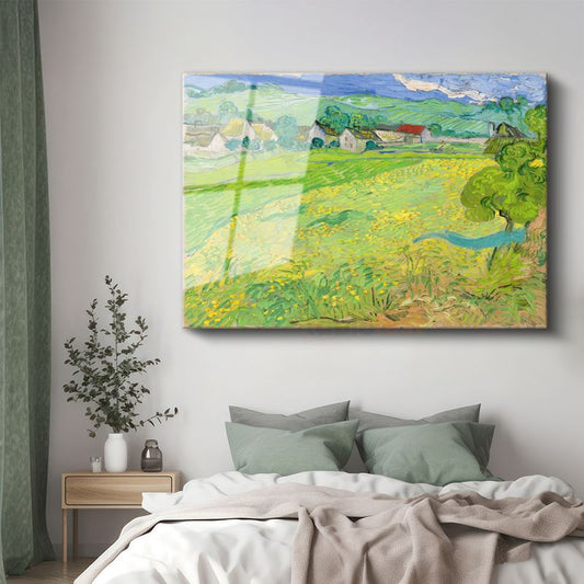 Vincent van Gogh - Yeşil Buğday Tarlaları Cam Tablo