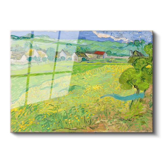 Vincent van Gogh - Yeşil Buğday Tarlaları Cam Tablo