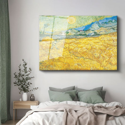 Vincent van Gogh - Buğday Tarlası ve Orakçı Cam Tablo