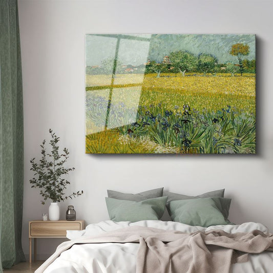 Vincent van Gogh - Arles Yakınlarında Süsenli Tarla Cam Tablo