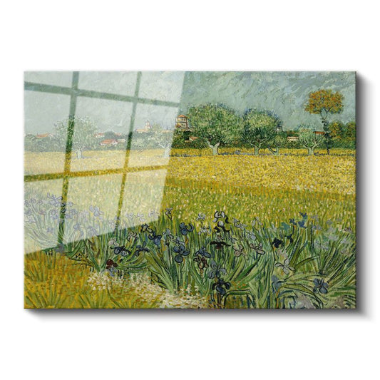 Vincent van Gogh - Arles Yakınlarında Süsenli Tarla Cam Tablo