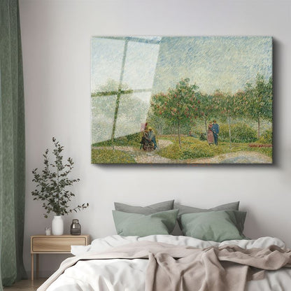 Vincent van Gogh - Flört Eden Çiftlerle Bahçe Cam Tablo