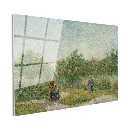 Vincent van Gogh - Flört Eden Çiftlerle Bahçe Cam Tablo