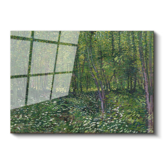 Vincent van Gogh - Ağaçlar ve Çalılık Cam Tablo