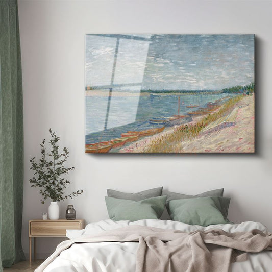 Vincent Van Gogh - Seine Nehri Kıyısı Cam Tablo