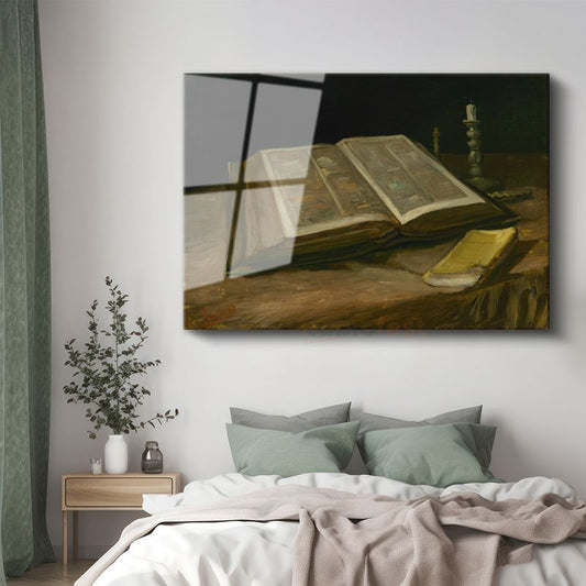 Vincent Van Gogh - Açık Kitap Cam Tablo