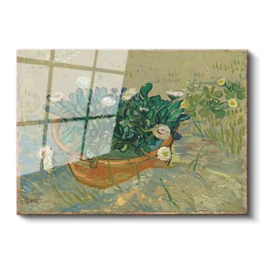 Vincent van Gogh - Saksıda Papatyalar Cam Tablo