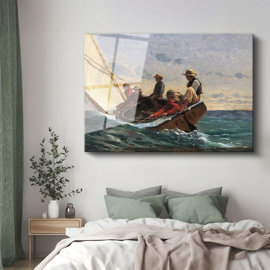 Winslow Homer - Yelkenli Tekne Cam Tablo