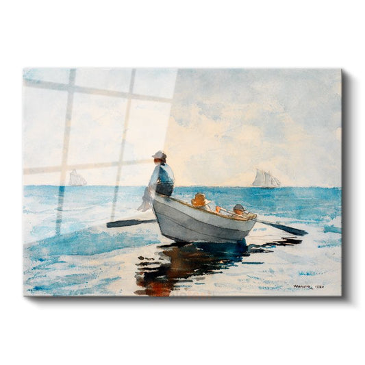 Winslow Homer - Denizde Balıkçı Cam Tablo