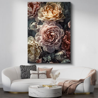 Vintage Şakayıklar - Romantik Pastel Çiçek Kanvas Tablo