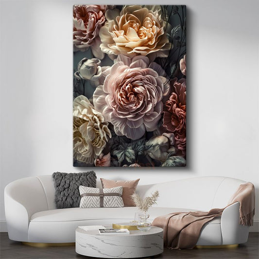 Vintage Şakayıklar - Romantik Pastel Çiçek Kanvas Tablo