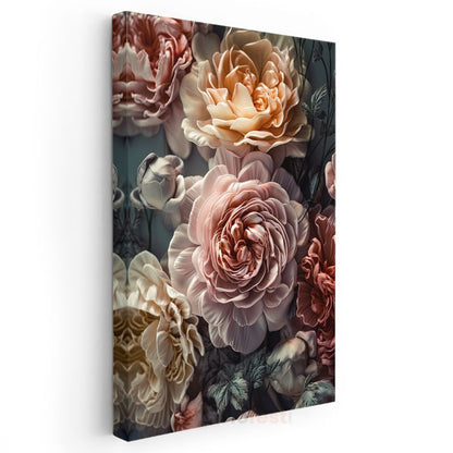 Vintage Şakayıklar - Romantik Pastel Çiçek Kanvas Tablo