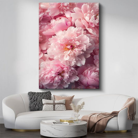 Pembe Şakayıklar - Romantik Çiçek Detayları Kanvas Tablo