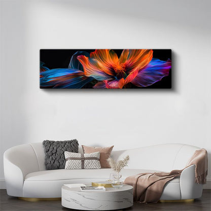 Işıltılı Çiçek - Neon Renkli Dijital Sanat Eseri Çiçek Tasarımı Kanvas Tablo