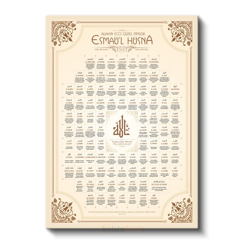 Esma-ül Hüsna - Allah'ın 99 Güzel İsmi Kanvas Tablo