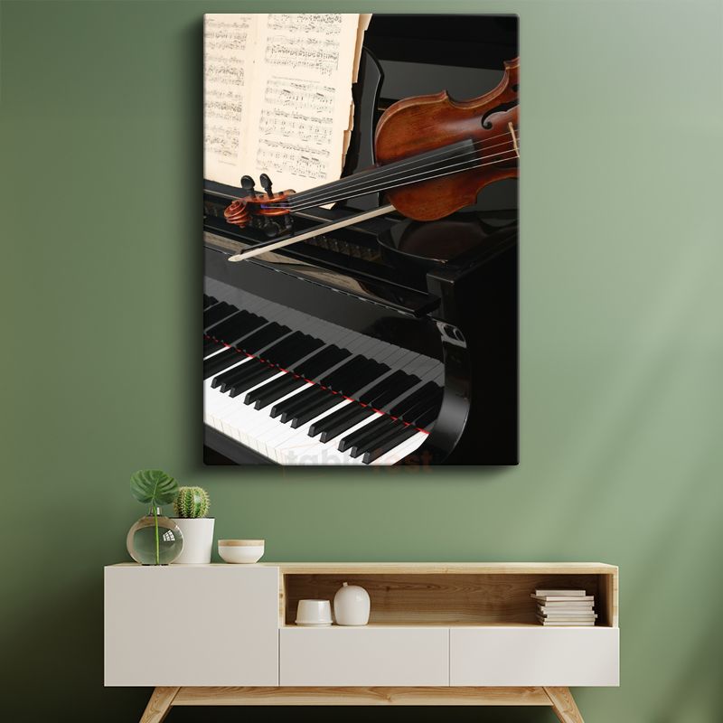 Klasik Müzik Enstrümanları - Piyano ve Keman Uyumu Kanvas Tablo