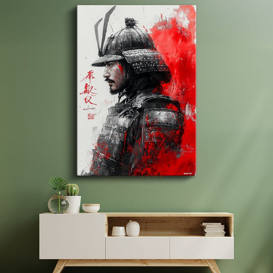 Samuray Savaşçısı - Kırmızı Siyah Japon Savaş Sanatı Kanvas Tablo