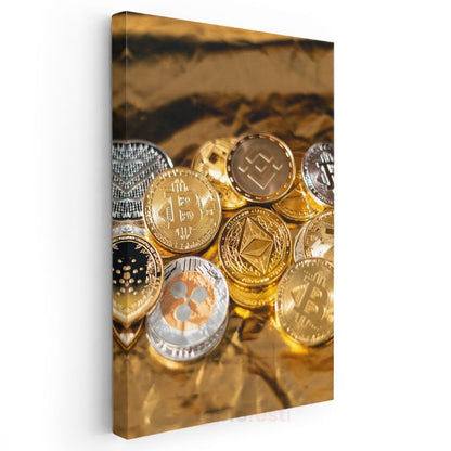 Kripto Paralar - Bitcoin ve Altcoin Koleksiyonu Kanvas Tablo