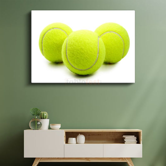 Tenis Topları - Parlak Spor Üçlemesi Kanvas Tablo