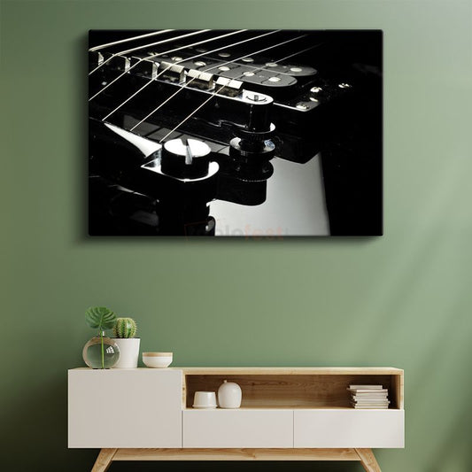 Elektro Gitar - Siyah Tellerin Melodisi Kanvas Tablo