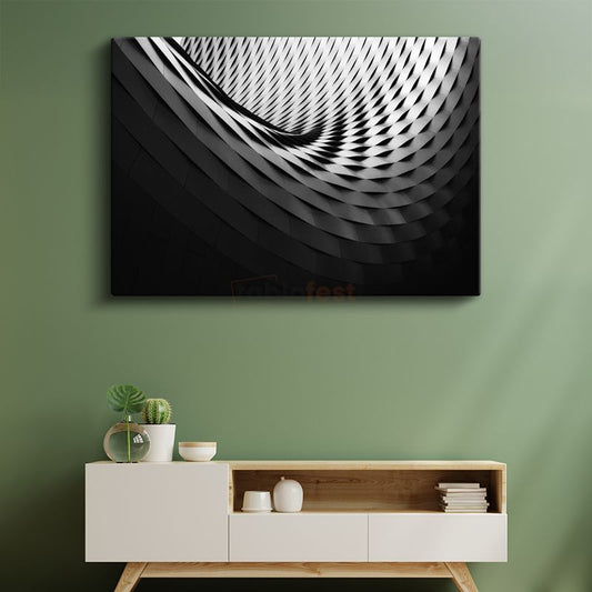 Modern Mimari - Siyah Beyaz Spiral Kanvas Tablo
