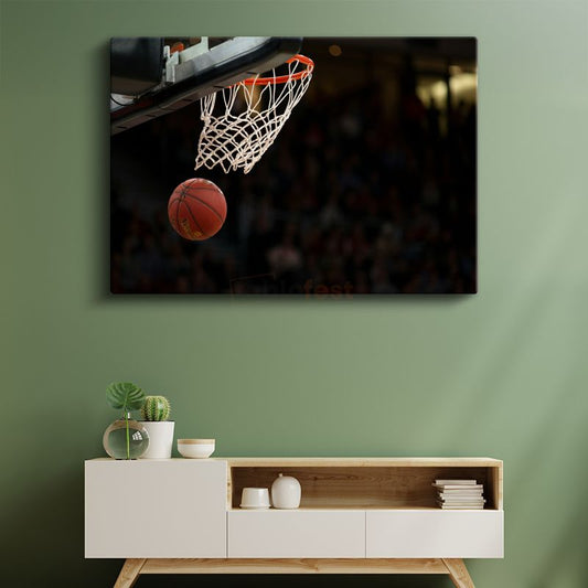 Basketbol Anı - Potaya Yükselen Top Kanvas Tablo
