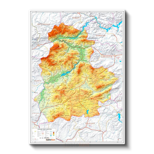 Çorum - İl Haritası Kanvas Tablo