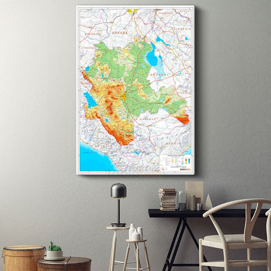 Konya - Fiziki Haritası Kanvas Tablo