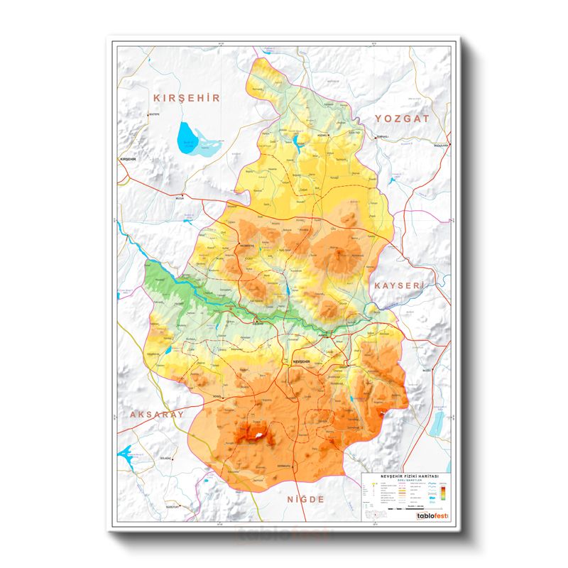 Nevşehir - Fiziki Haritası Kanvas Tablo
