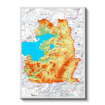Van - Fiziki Haritası Kanvas Tablo