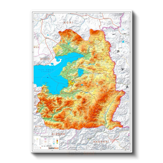 Van - Fiziki Haritası Kanvas Tablo