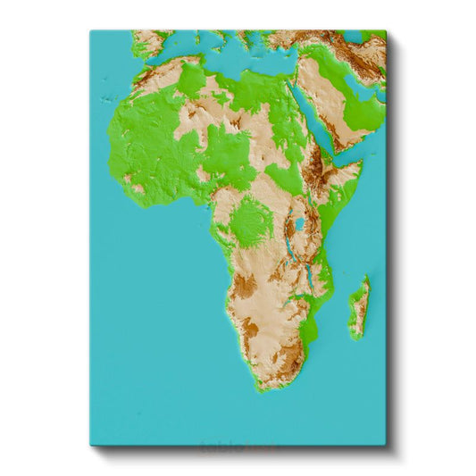 Afrika - Fiziki Haritası Kanvas Tablo