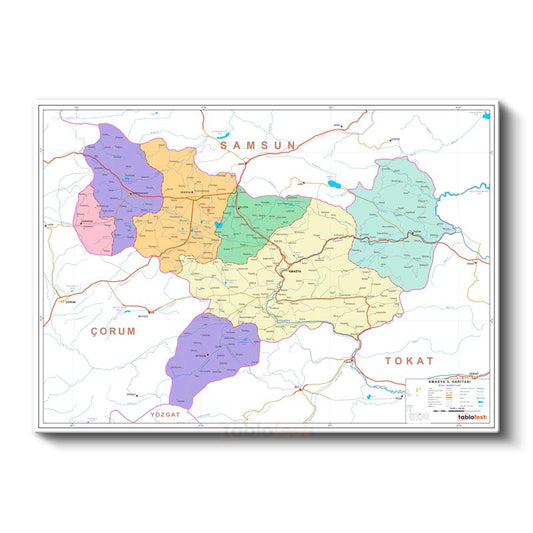 Amasya - İl Haritası Kanvas Tablo