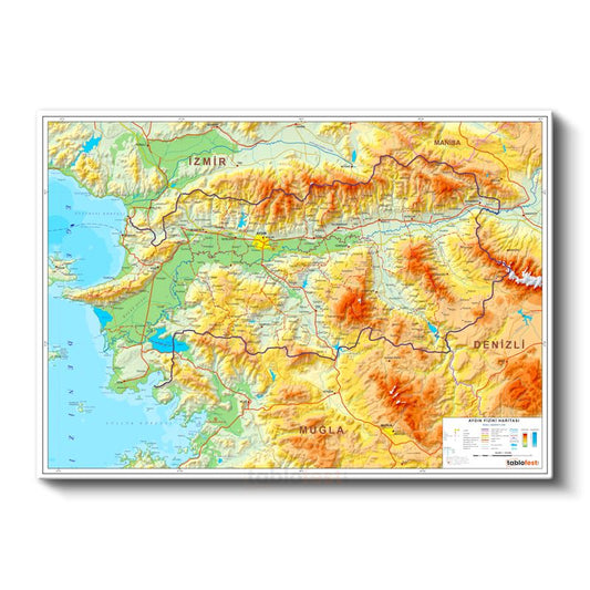 Amasya - Fiziki Haritası Kanvas Tablo