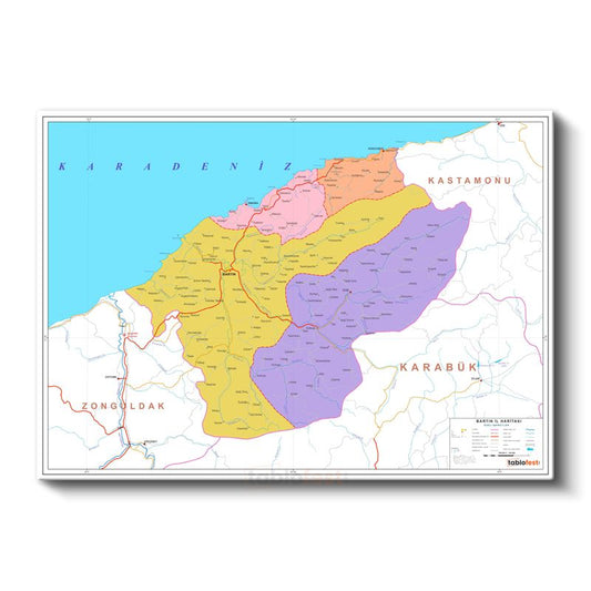 Bartın - İl Haritası Kanvas Tablo