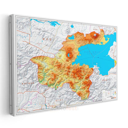 Bitlis - Fiziki Haritası Kanvas Tablo