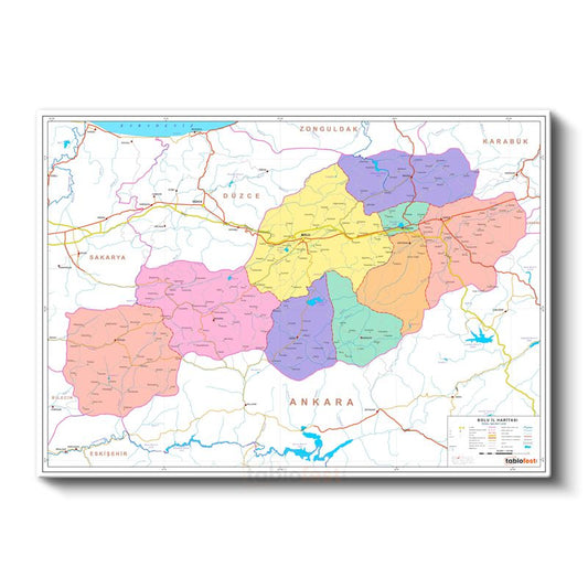 Bolu - İl Haritası Kanvas Tablo
