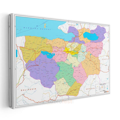 Bursa - İl Haritası Kanvas Tablo