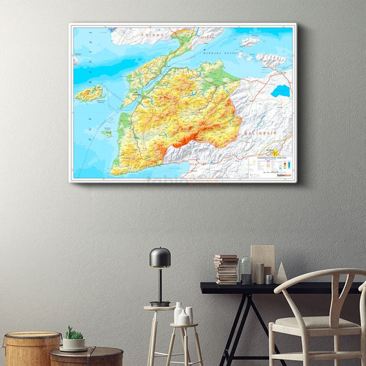 Çanakkale - Fiziki Haritası Kanvas Tablo