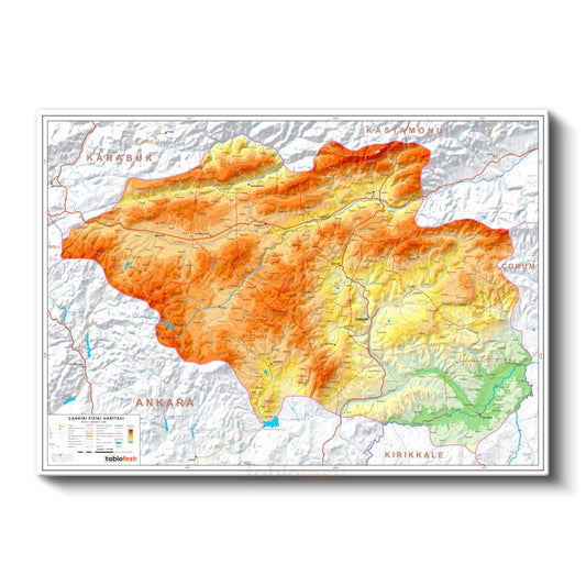 Çankırı - Fiziki Haritası Kanvas Tablo