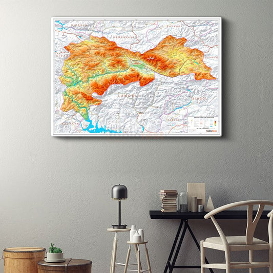 Erzincan - Fiziki Haritası Kanvas Tablo