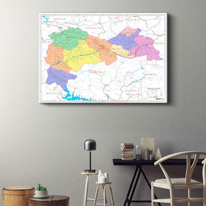 Erzincan - İl Haritası Kanvas Tablo