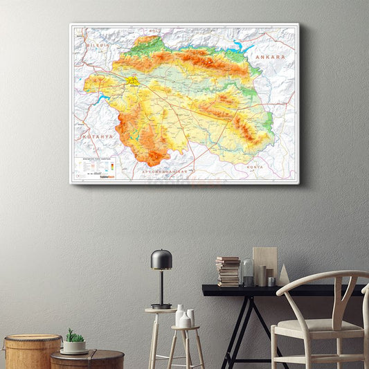 Eskişehir - Fiziki Haritası Kanvas Tablo