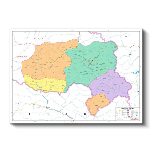 Hakkari - İl Haritası Kanvas Tablo