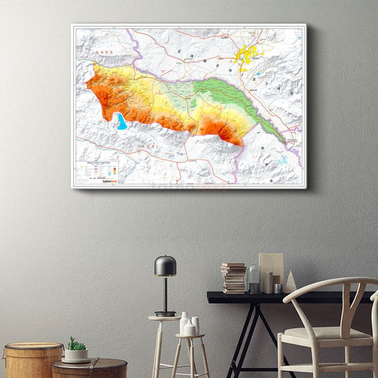 Iğdır - Fiziki Haritası Kanvas Tablo